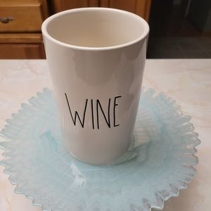 Rae Dunn WINE Bottle Chiller, Beige and Black writing